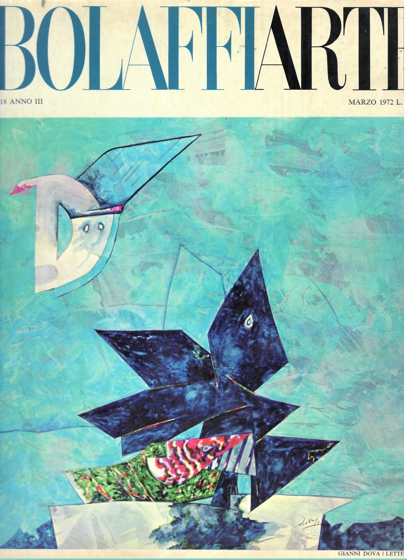 Catalogo BOLAFFI ARTE n. 18, Anno III, Marzo 1972, pubblicazione del dipinto A. Bertrand, 'Forme libere nello spazio, olio su tela, 40x50, Collez. M. Rasizzi, New York, pag. 16