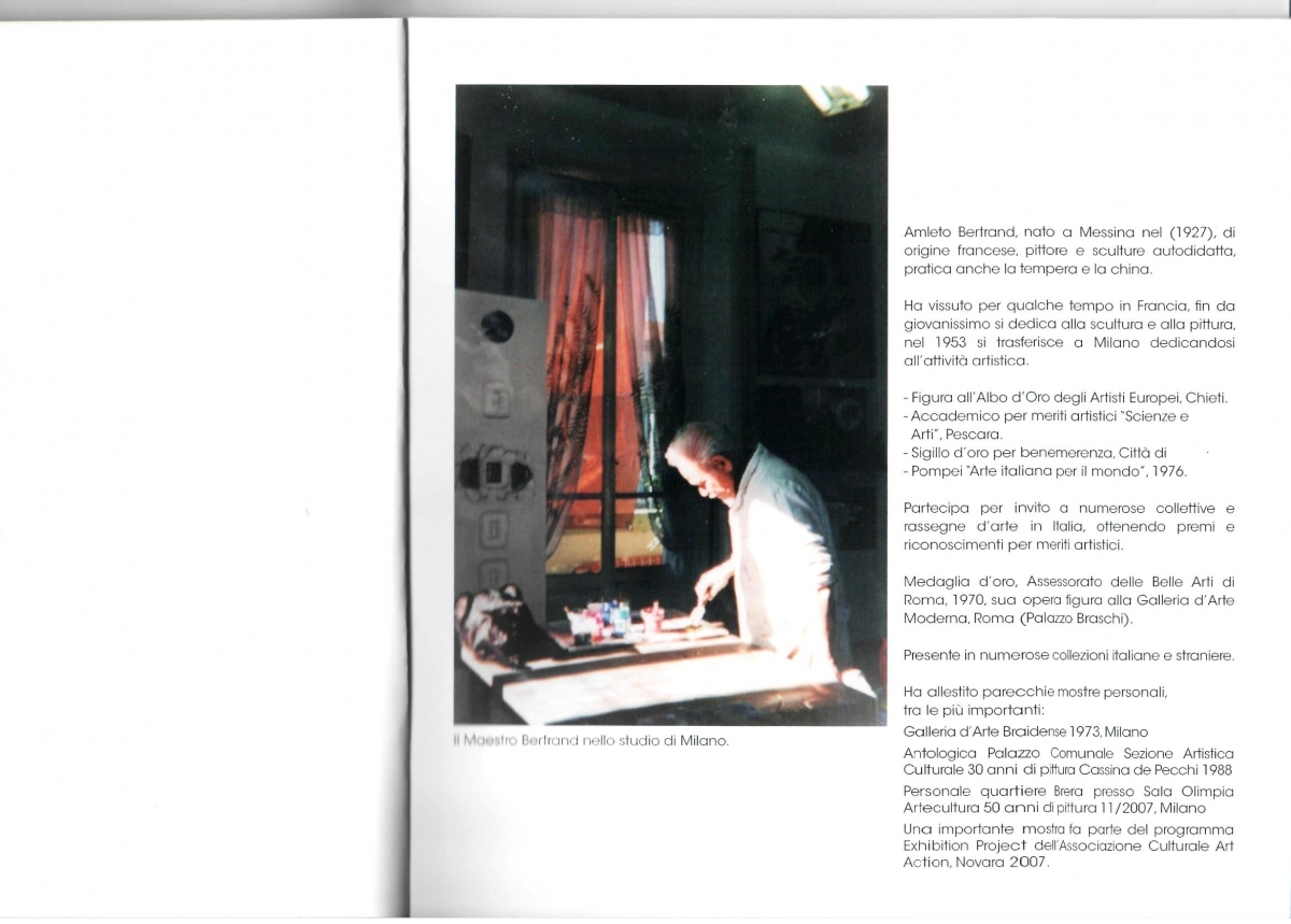 Interno Catalogo Mostra Personale di Amleto Bertrand 'Polivalenze plastico-cromatiche' di Novara 2007