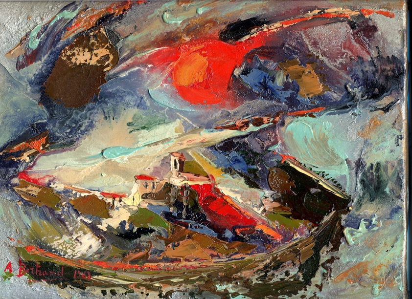 Quadro Ipotesi per un paesaggio Olio su tela - Amleto Bertrand