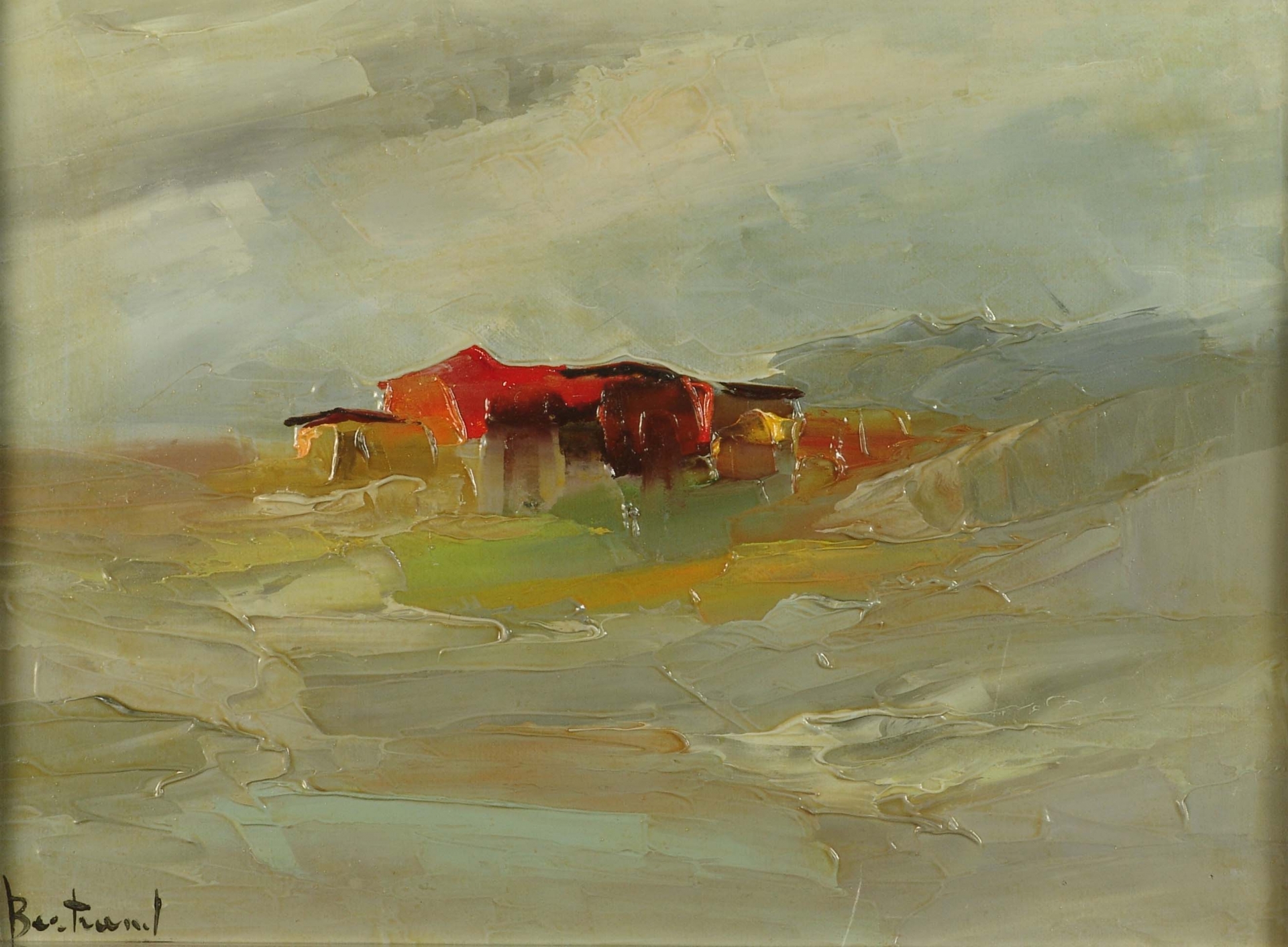 Quadro Paesaggio al crepuscolo Olio su tela - Amleto Bertrand