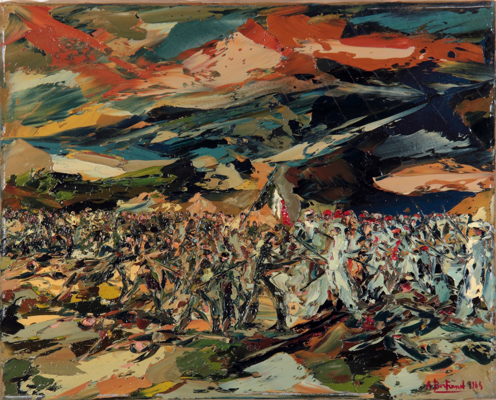 Quadro Battaglia Olio su tela - Amleto Bertrand