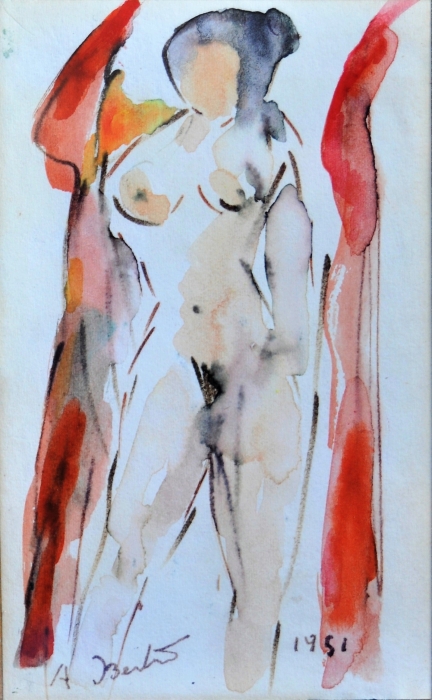 Quadro Nudo in piedi Tempera su carta - Amleto Bertrand