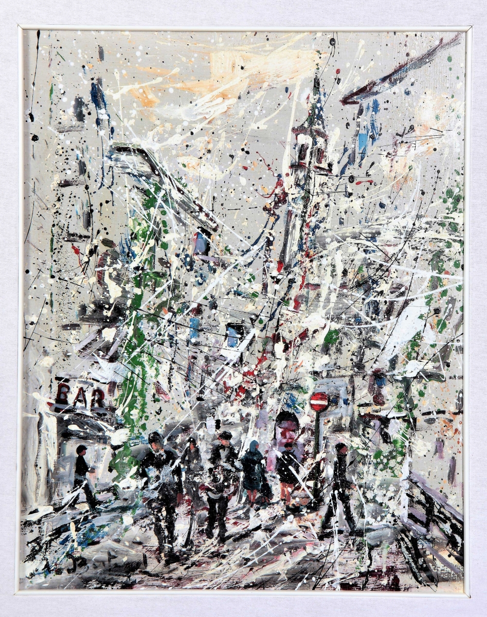 Quadro Piazza Sant’Ambrogio Milano Acrilico su cartone - Amleto Bertrand