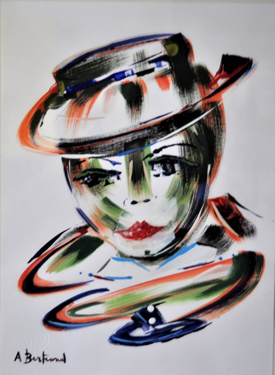 Quadro Visage olio su carta - Amleto Bertrand