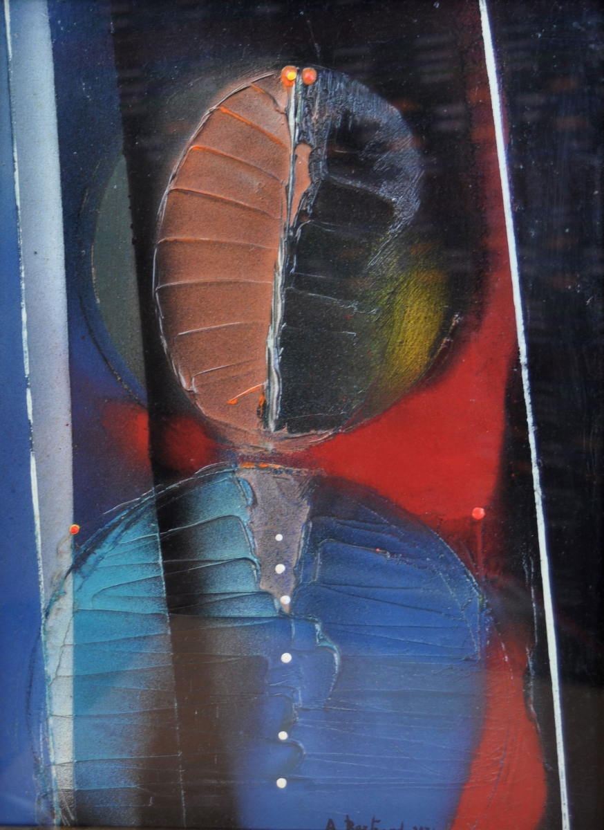 Quadro Due ovali per una figura  olio e acrilico su tela - Amleto Bertrand