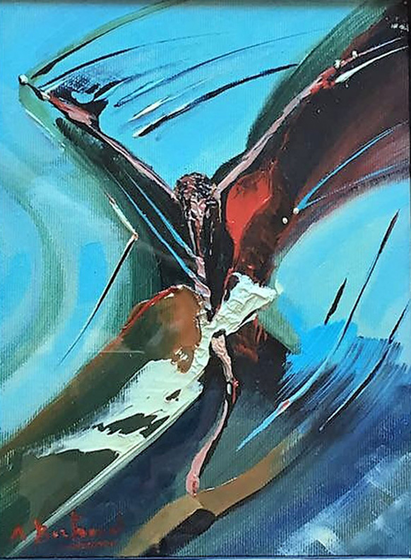 Quadro Crocifissione olio-spatola su tela - Amleto Bertrand