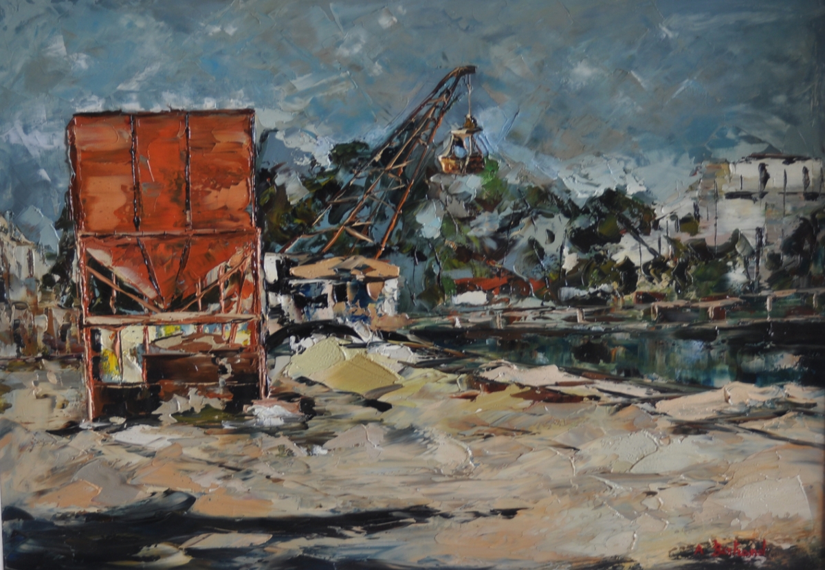 Quadro La Darsena olio su tela - Amleto Bertrand