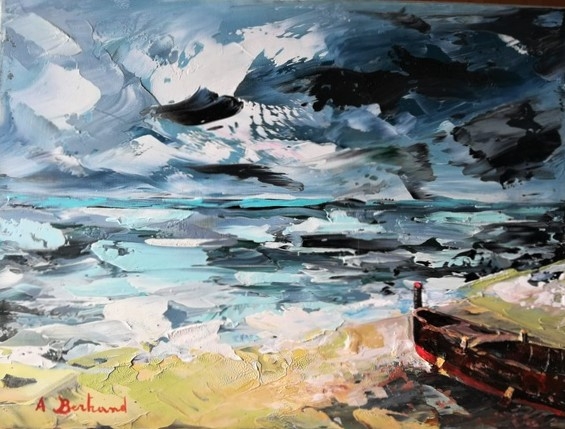 Quadro Marina, fine di una tempesta Olio su tela - Amleto Bertrand